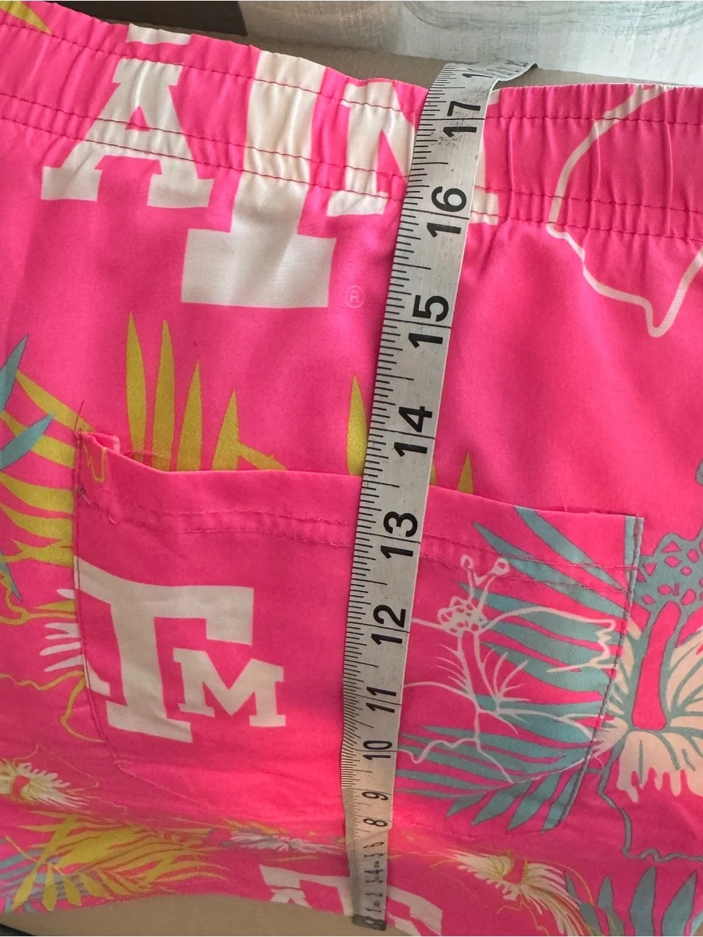 Men's Pink Floral Swim Trunks with AM Logo